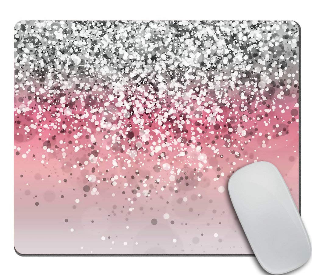Amcove Pink Glitter Background Customized Rectangle Non-Slip Rubber Mouse Pads Gaming Mouse Pad 9.5 X 7.9 Inch (240mmX200mmX3mm)