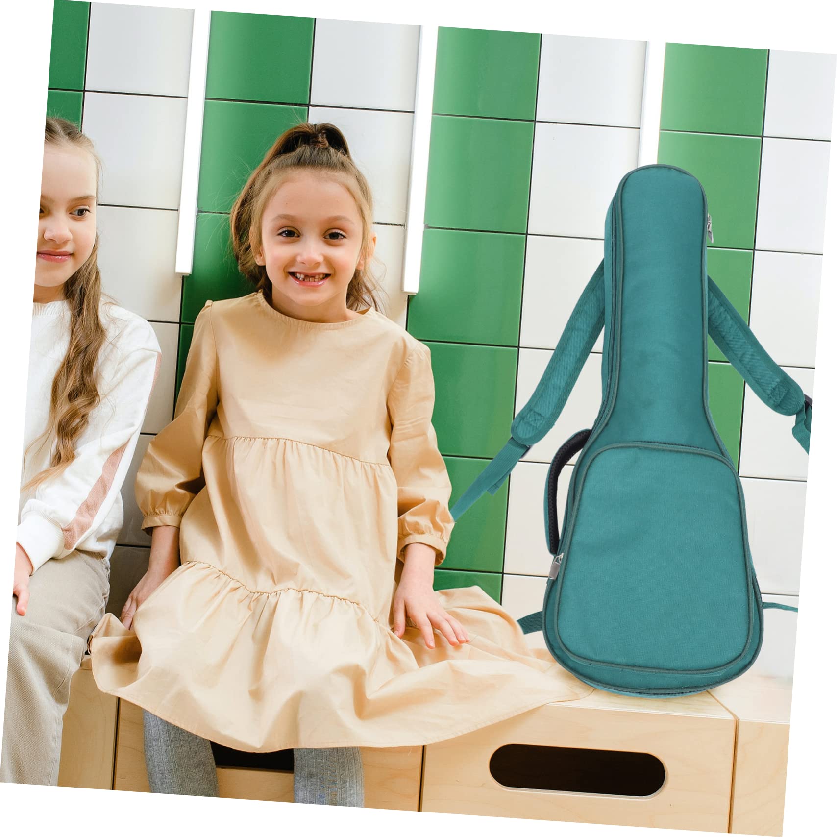 TOYANDONA Housse pour Ukulélé 26/27 Pouces Rembourrée en Coton Vert, Paquet de Transport Imperméable à 4 Cordes, Pochette Pratique pour Instruments de Musique, Protection Légère