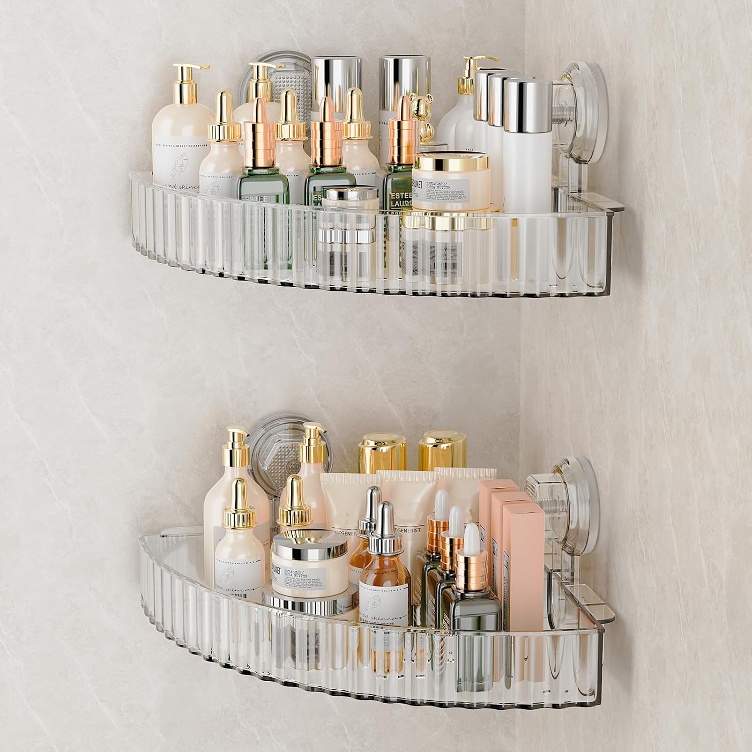 Ankoox Corner Shower Caddy Suction Cup Bathroom Shower Organizer for Bathroom Storage Home Decor Kitchen No Drilling Capacity