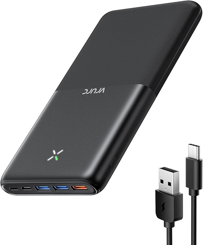 VRURC Batería Externa 30000mAh, USB C Power Bank Carga Rapida, 22.5W PD3.0 & QC3.0 USB C Cargador Portatil compacta con 3 Entrada & 3 Salida Compatible con iPhone Samsung Huawei etc