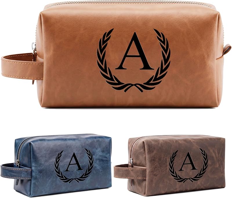 Necessaire de viagem personalizada XUMGCUTM em couro sintético, marrom-claro, modelo A