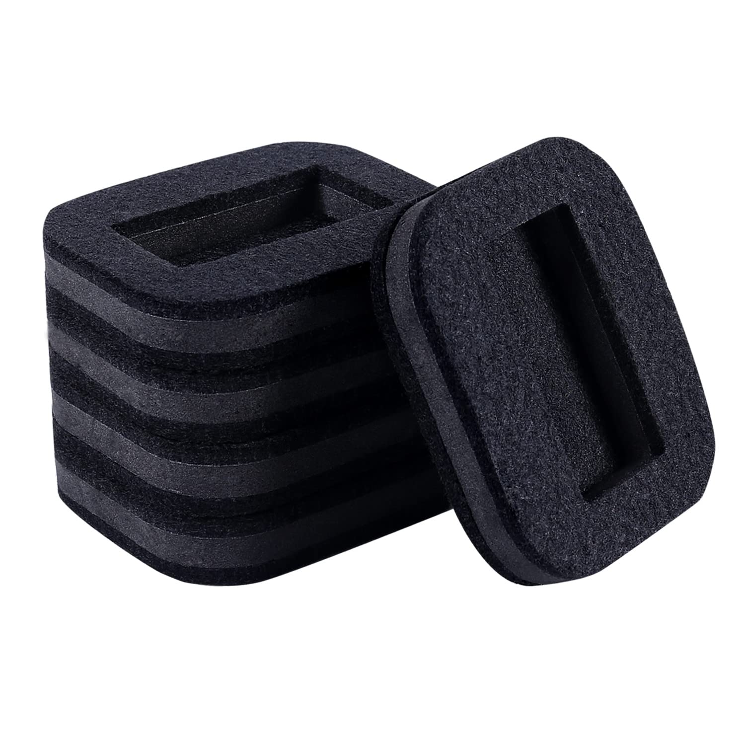 16 PCS Felt Furniture Coasters Caster Cups, Bed Office Chair Furniture Wheel Stoppers to Prevent Sliding, Felt Bottom Furniture Pads for Hardwood Floors, Prevent Scratches (Black, L: 2.1" * W:1.3")