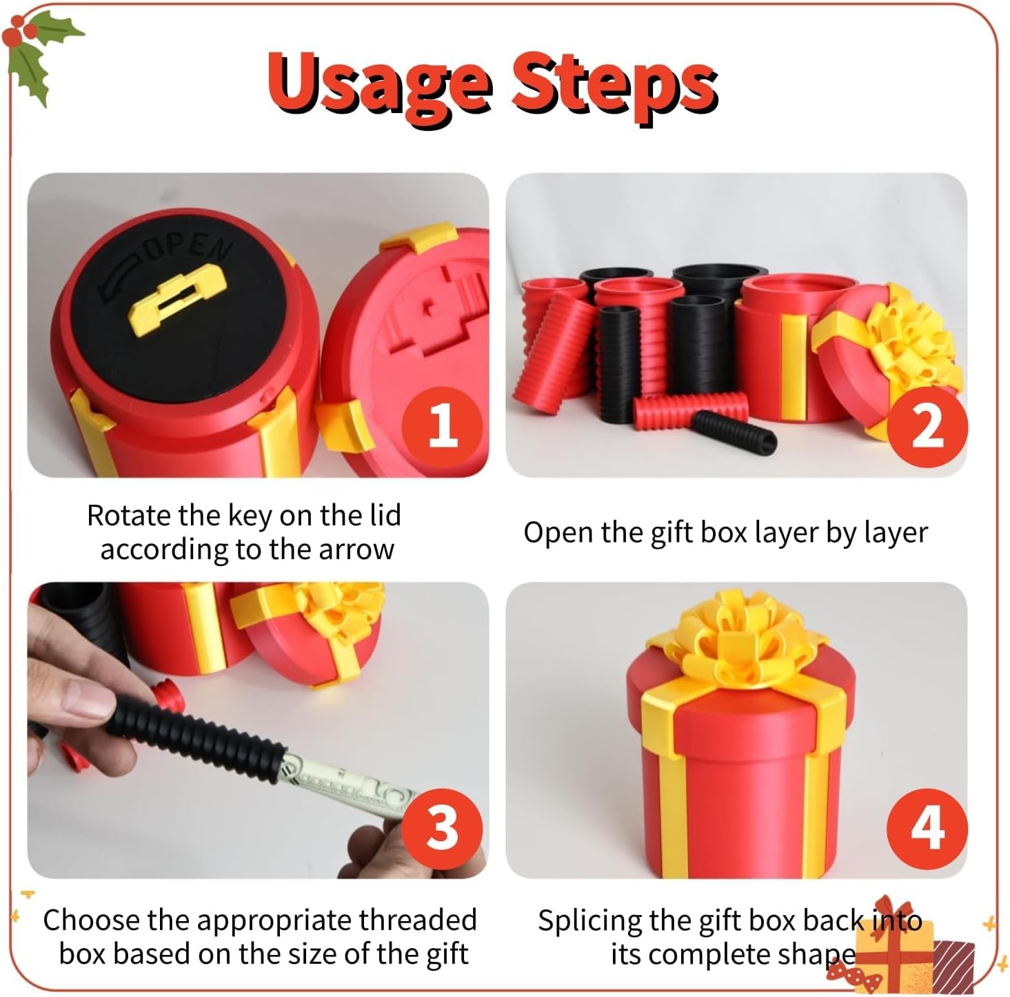 LUOMAR 3D Printed Annoying Nested Screw Gift Box – Reusable Funny Prank Box, Surprise Boxes for Money, Ring & Small Keepsakes, Perfect for Christmas, Father's Day, Mother's Day & Office Party Favors