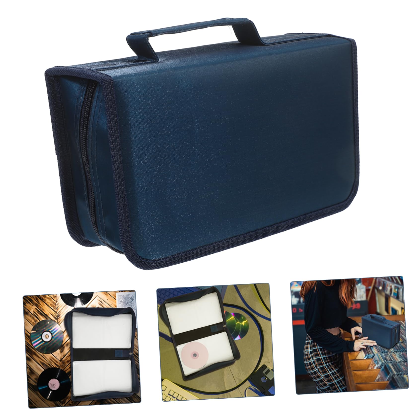 Mobestech 4pezzi Custodia Cd Portatile Capacità Organizer Elegante Per Dvd e Cd Protezione Da Graffi e Danni Perfetta Per Auto e Casa Profondo