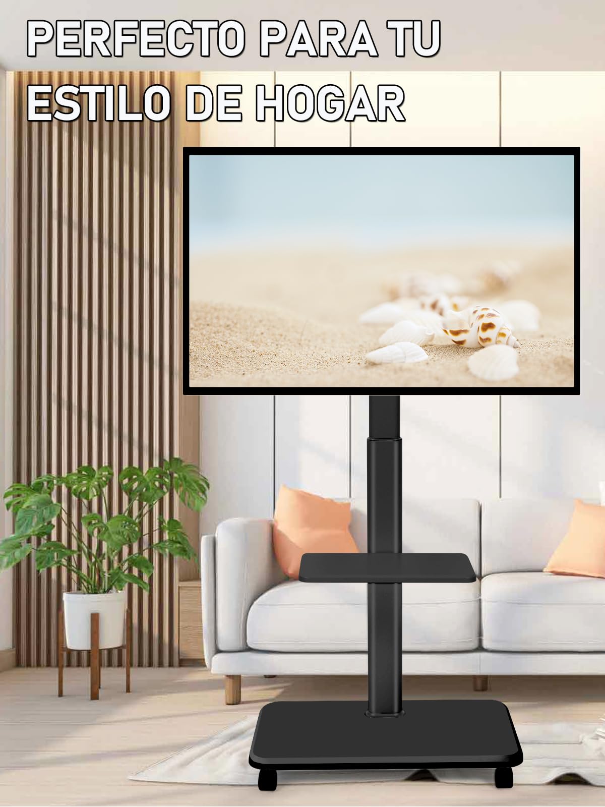 Soporte para TV móvil de 32 a 70 Pulgadas, Pantalla Plana LED/LCD/OLED, Ajustable en Altura, Soporte para TV portátil con Ruedas hasta 100 kg, para Dormitorio y Exteriores