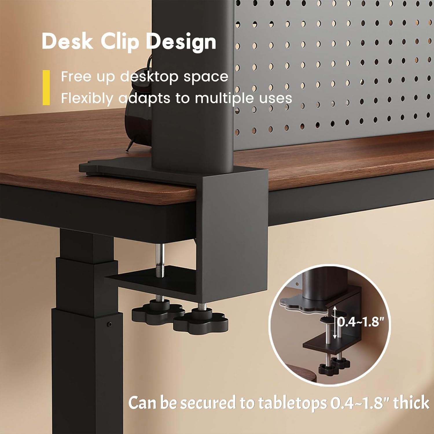 Clamp On Desk Shelf Organizer with Pegboard Desk Hutch Dorm with Storage Bookshelf Desk Top Organizer Shelf Multi-Purpose White & Black Desktop Shelves & Office Shelves (Black, W - 23.6")