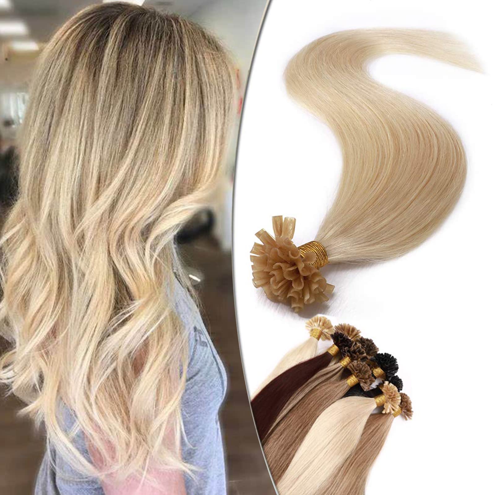 Extensions à La Kératine à Chaud 100% Cheveux Naturels Remy - 49-66 Cm - Lot De 50, 100 Ou 150
