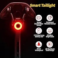 Vista 2 de Luz trasera inteligente para bicicleta, detección de frenos, encendido/apagado automático, luz trasera súper brillante de 22 LED, 5 modos