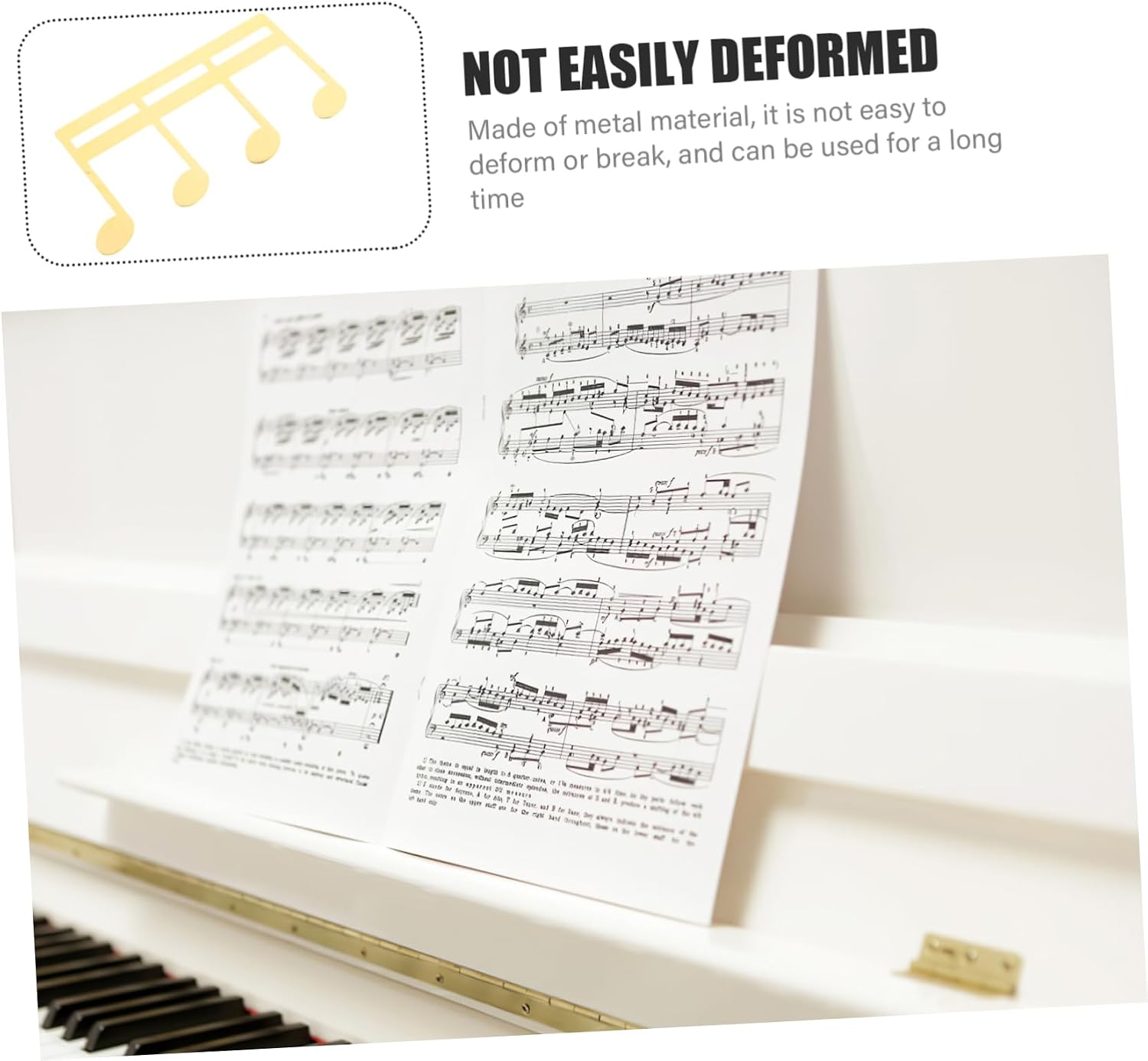 FAVOMOTO 4pcs Metal Music Score Clip Music Book Holder Creative Note Shape Design for Piano Guitar Violin and Recipe Pages Metal Construction image 3