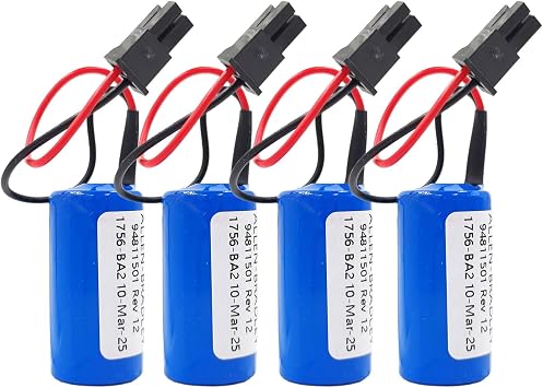 4 Counts 1756-BA2 3.0V 1800mAh PLC Battery Replacement for Allen Bradley 1756-BA2 BR2/3A-AB 1745-B1