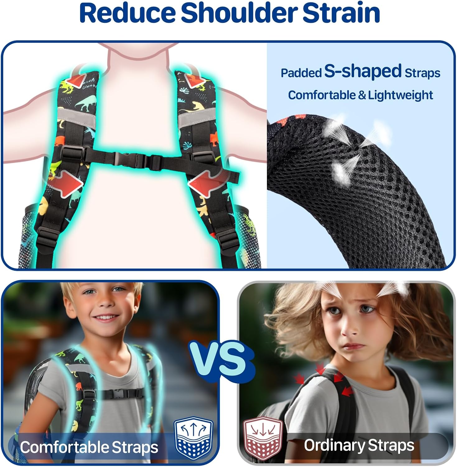 Bagseri 2pcs Clear Backpack for Boys - 15 Inch School Bag with Clear Lunch Bag, Heavy Duty Transparent Bookbag for Kindergarten to Grade 2, Fits Folders, Black Dinosaur - Image 5