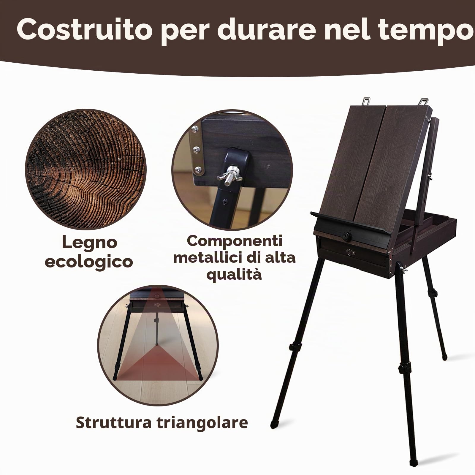 CONDA Cavalletto in stile francese da 177,8 cm con gambe in alluminio, cavalletto pieghevole per schizzi e pittura con cassetto, cavalletto treppiede per pittura, schizzi, esposizione