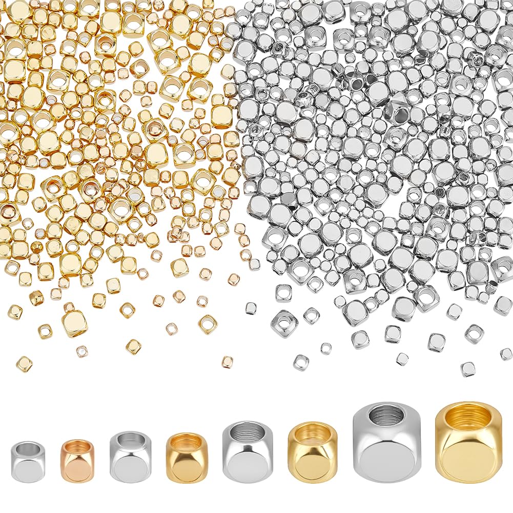 Perles cubiques en laiton plaqué or 18k pour bijoux faits main durables