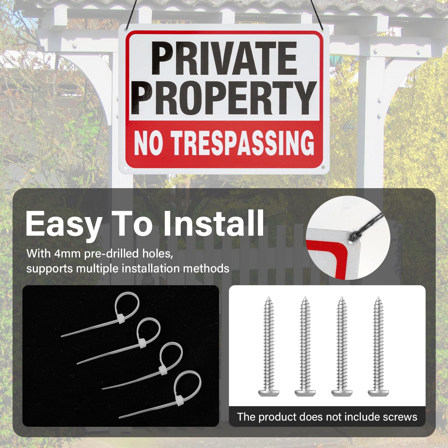Confezione da 2 cartelli Private Property No Trespassing, 25,4 x 17,8 cm