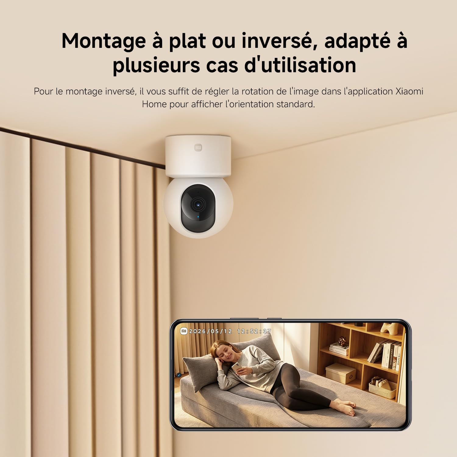 XIAOMI C301 Caméra Intérieure 2K 3MP 360° Surveillance WiFi 6 Détection Personnes Audio Bidirectionnel