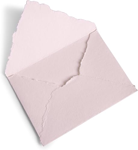 Vista 3 de Wanderings Sobre grueso hecho a mano con borde de cubierta rosa, 4.25 x 6.25 pulgadas, paquete de 25 unidades, para anuncios, invitaciones de boda