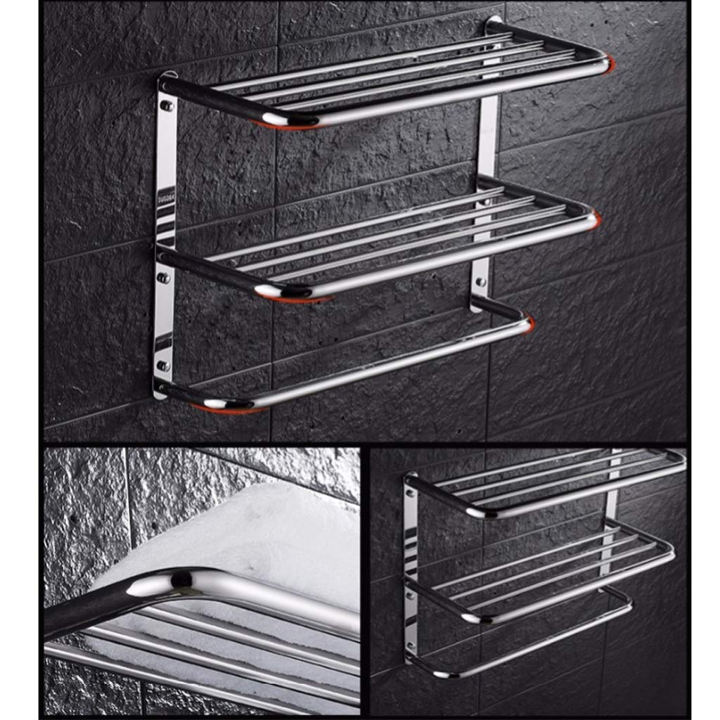 Portasciugamani da parete a 3 ripiani, salvaspazio, con 3 barre e mensola, elegante decorazione per il bagno, facile installazione, 370 mm per asciugamani e accessori, organizza il tuo spazio!