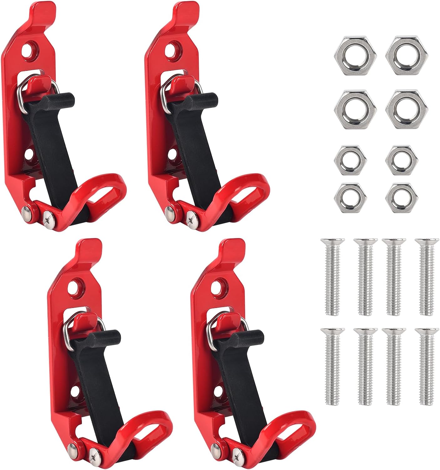 4 Pack Shovel Mount for Roof Rack Heavy Duty Metal Rubber Clamps Shovel Holder Wall Mounting Brackets Quick Release Axe Holder for Car Truck Boats Fit 0.67" to 1.57" Diameter Tools