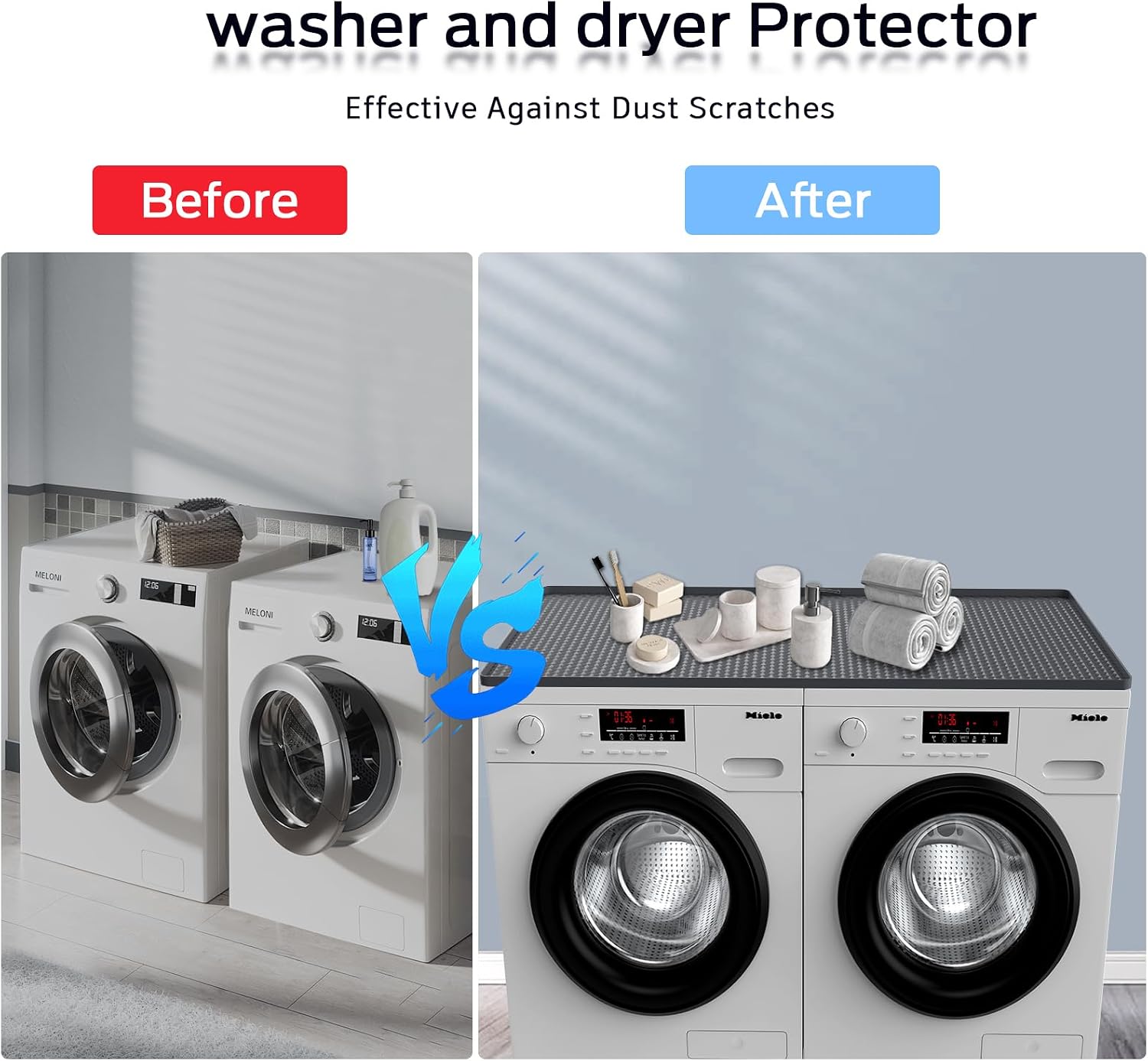 54" x 27.5" Washer and Dryer Covers for the Top，Waterproof and non-slip Washing Machine Cover，Applies to Kitchen、laundry room organization，Washer Dryer Countertop. (Light black)