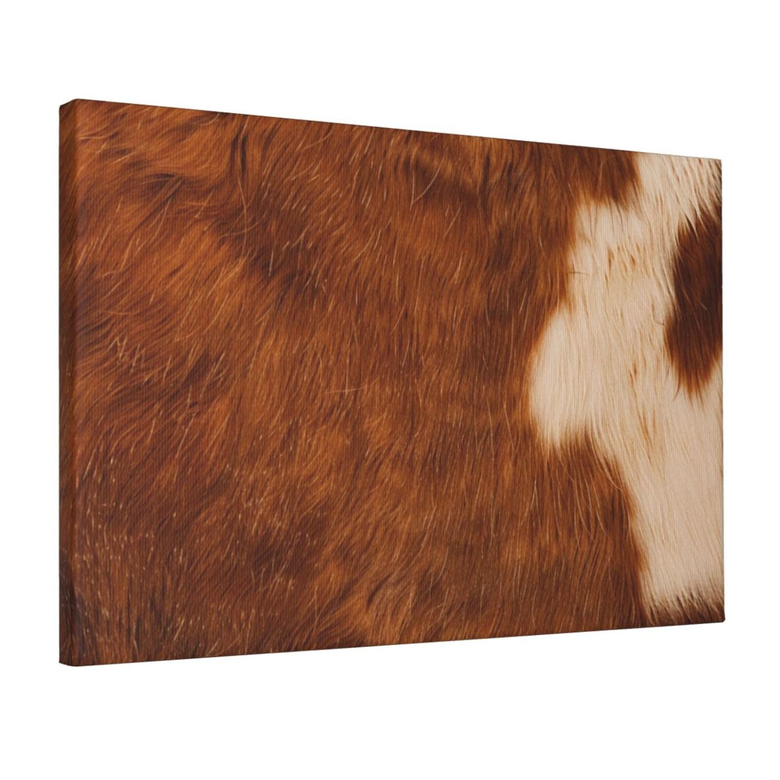 YKLJG red brown cowhide Printed Wall Art Canvas Prints 45x30 CM Wooden Framed Picture Painting Artwork for Bedroom Kitchen Home Office Decor