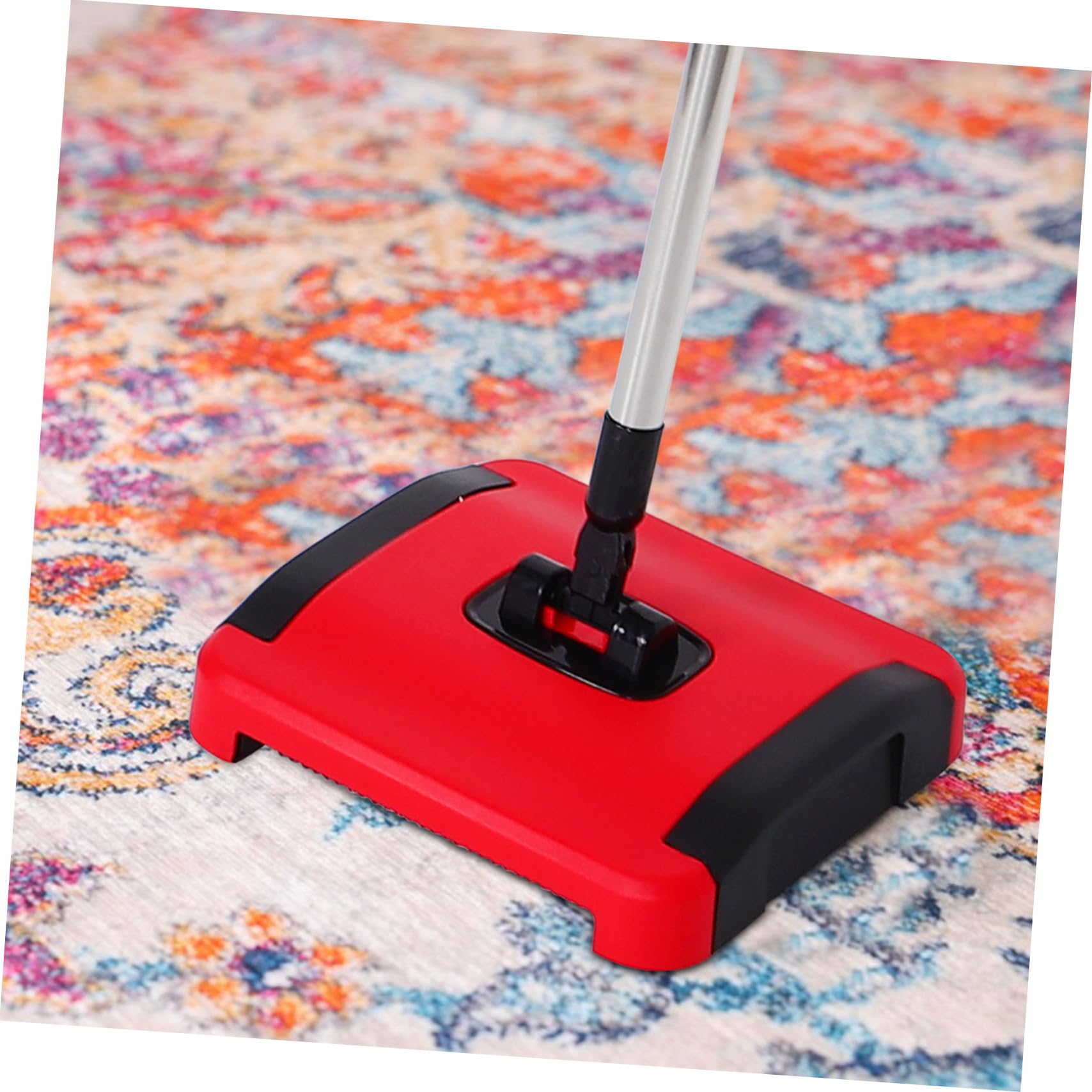 Zerodeko Balayeuse Manuelle Conception Poussée Pratique avec Brosses Rotatives pour Tapis et Bac à Poussière en Pp et Acier Inoxydable, pour Nettoyage Domestique