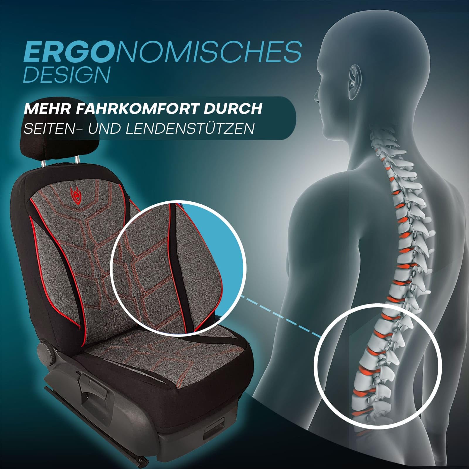 Fundas de asiento aptas para BMW 3 | Color: negro y rojo | Modelo: Prime MT | Fundas de asiento | Fundas de asiento | MT2
