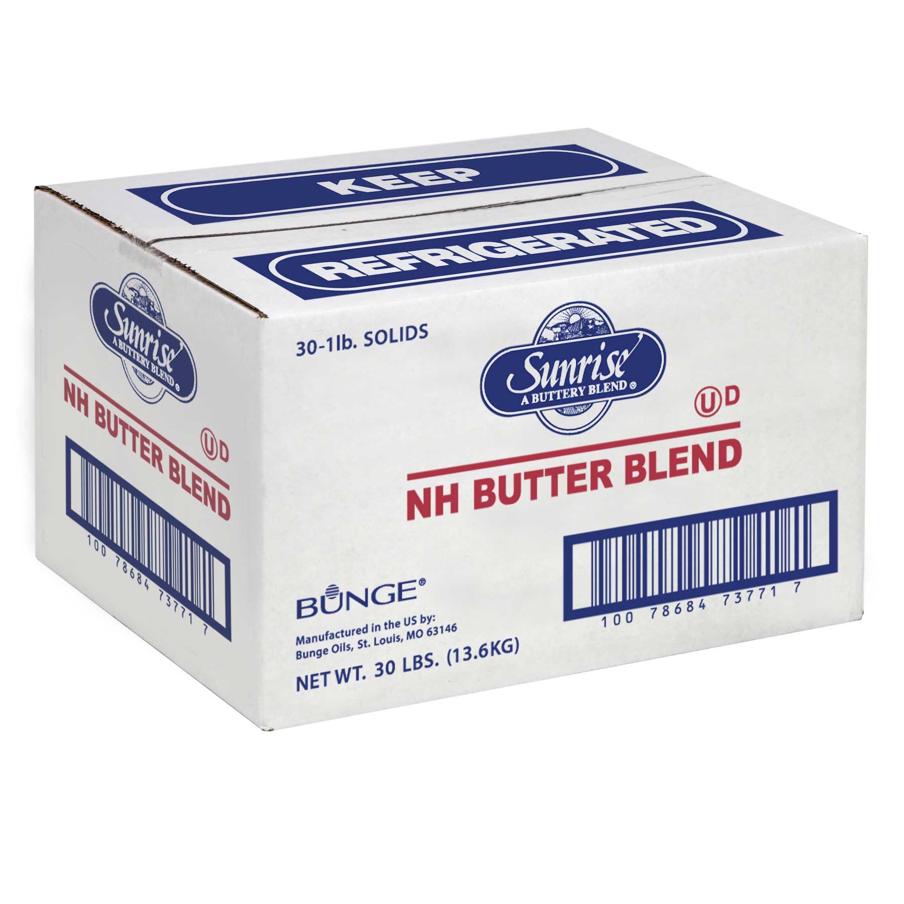 Sunrise 80 Percent Non Hydrogenated Butter Blend Solids by Bunge Margarine – 16 ounces, Pack of 30