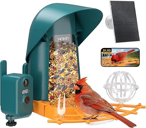 Smart Bird Feeder with Camera Outdoor Birdhouse, 4MP Ultra HD & AI Identify 11000+ Species, 2L Large Capacity, Solar Powered with App Arrived Alerts, Ideal Bird House Gifts for Mom Dad