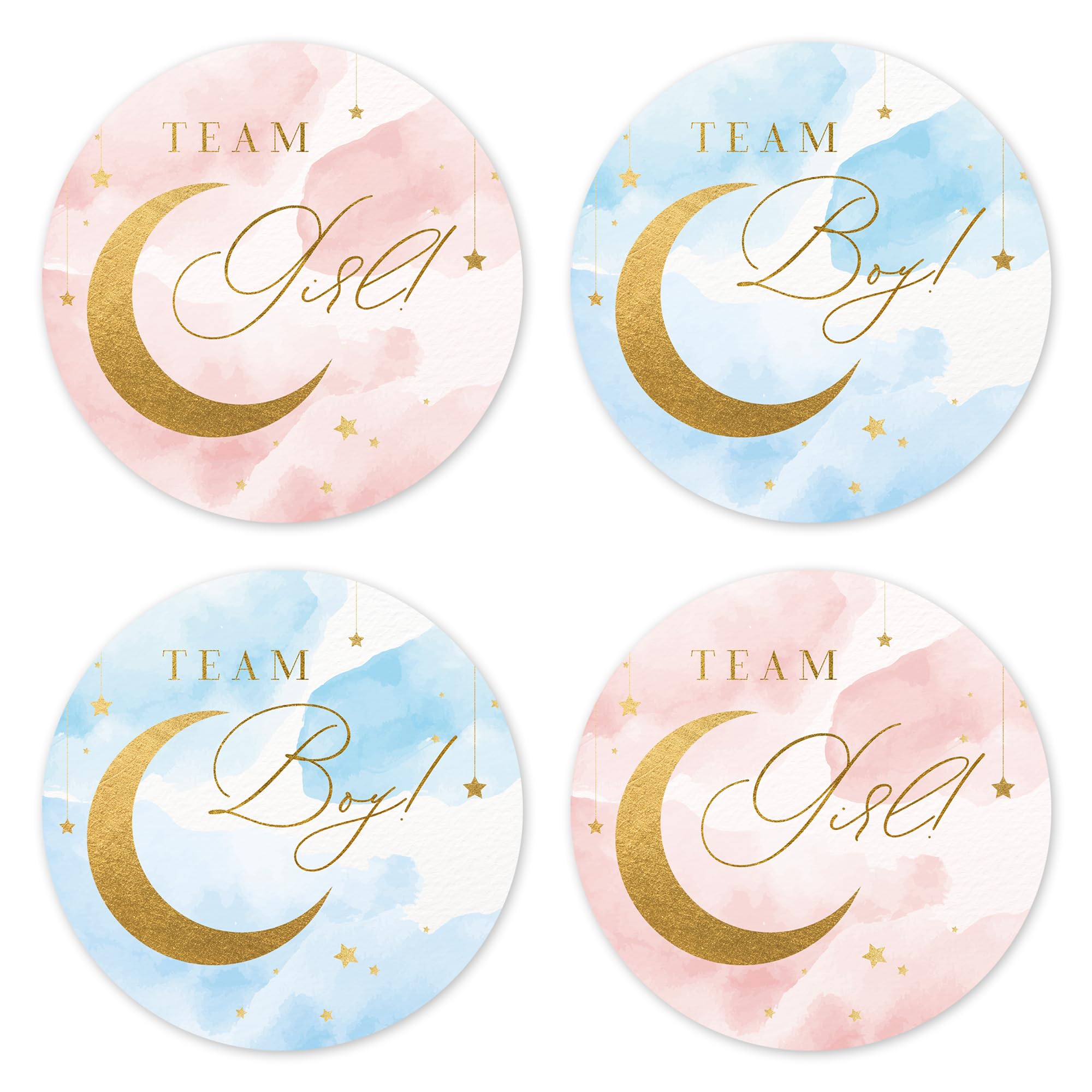 Mobiusea Creation Team Boy or Girl Stickers for Gender Reveal Party | 2 inch | Gold Foil | 60 pcs| Gender Reveal Stickers