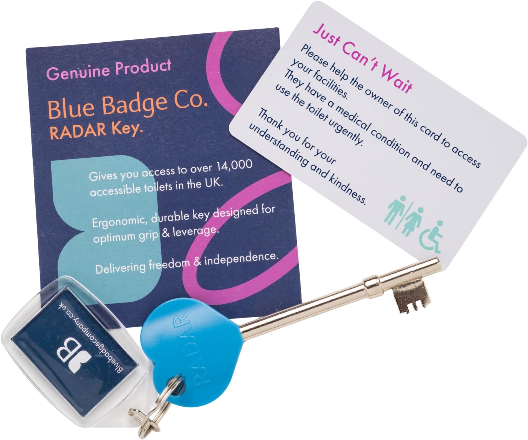 Official & Genuine NKS RADAR Key for Disabled Toilets, Blue Badge Co Accessible Loos in the UK, Free Just Can't Wait Card. Easy Turn Access Key, Ideal for Disabled Blue Badge Holders