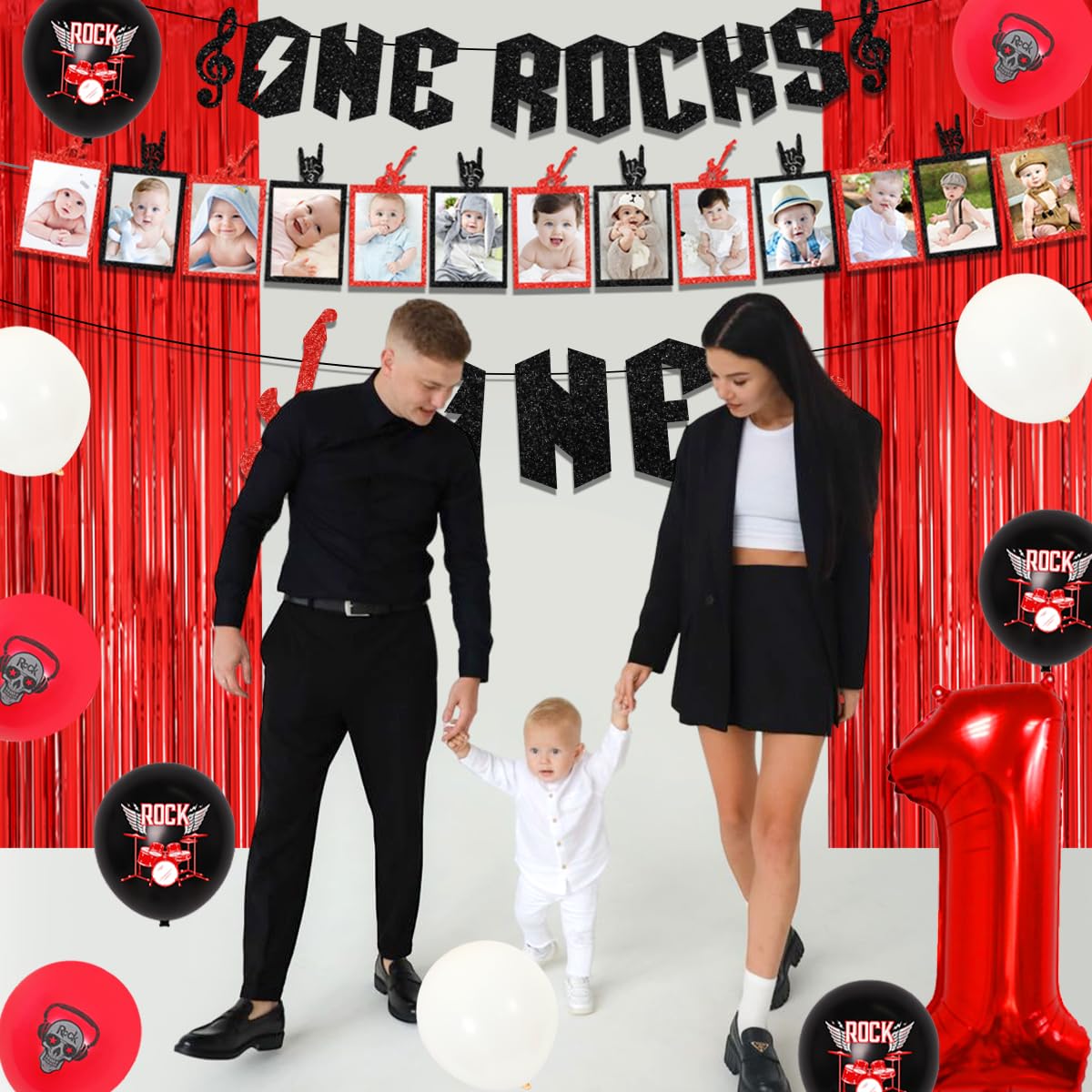 One Rocks Part Decor Music Themed Party Decor Rock And Roll 1st Birthday Decorations - Red ...
