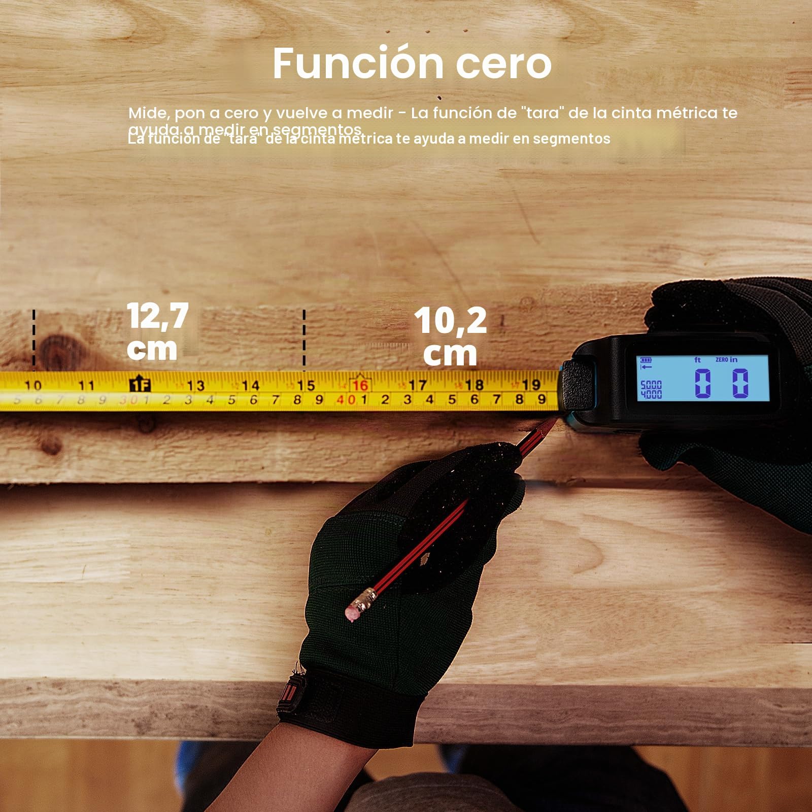 Cinta métrica digital 2 en 1 5M inteligente impermeable recargable modo Pitágoras