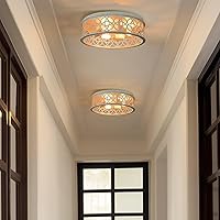 Vista 3 de Kira Home Blythe 17" 3-Light Rustic Farmhouse Flush Mount Ceiling Light + Metal Cage Drum Shade, Antique White Finish