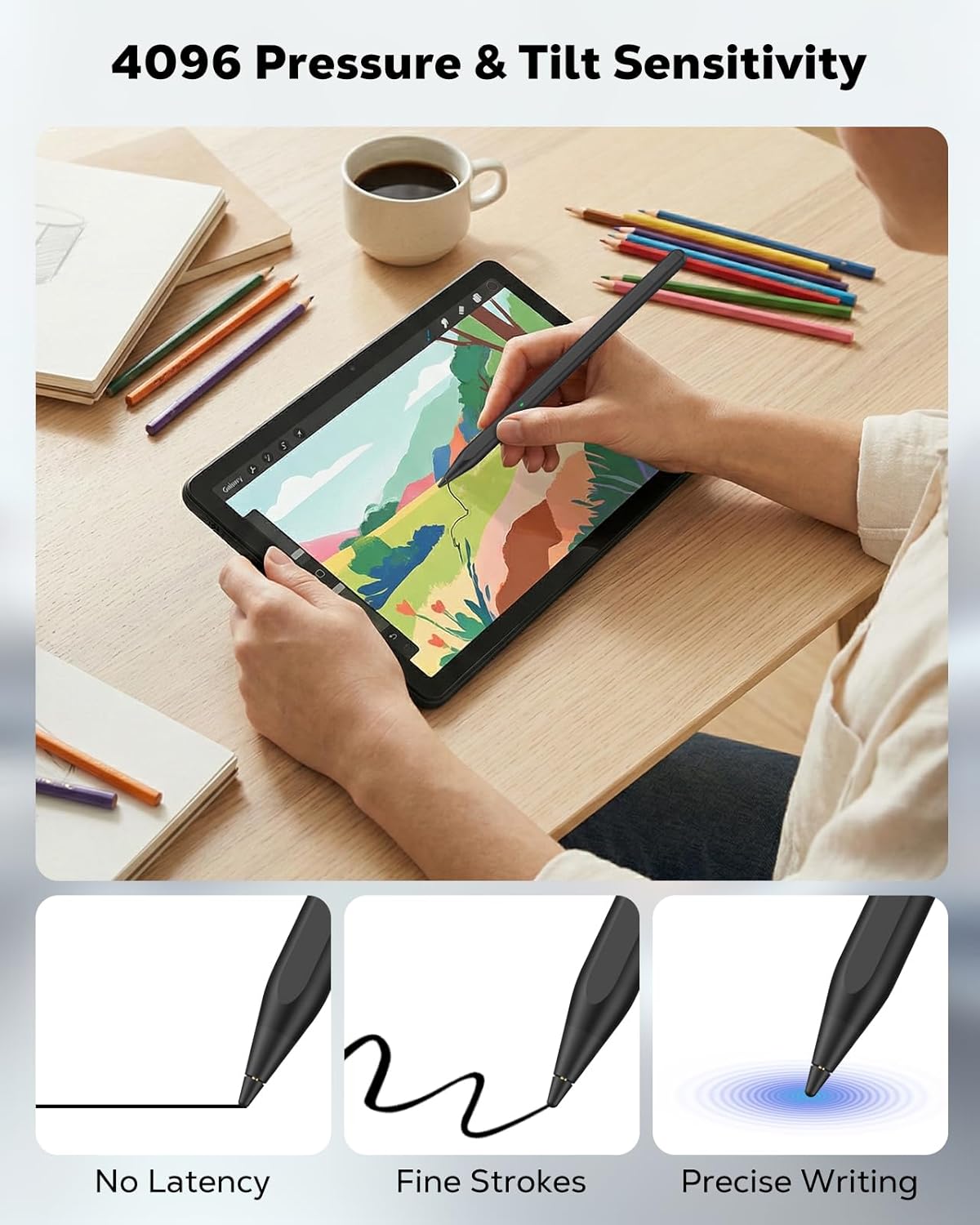 MoKo USI 2.0 Stylus Pen for Amazon Fire Max 11(2023 Release) & Amazon Fire HD 10(13th Gen, 2023 Release), Google Pixel Tablet, Lenovo/HP/Acer Chromebook, 4096 Pressure Palm Rejetion