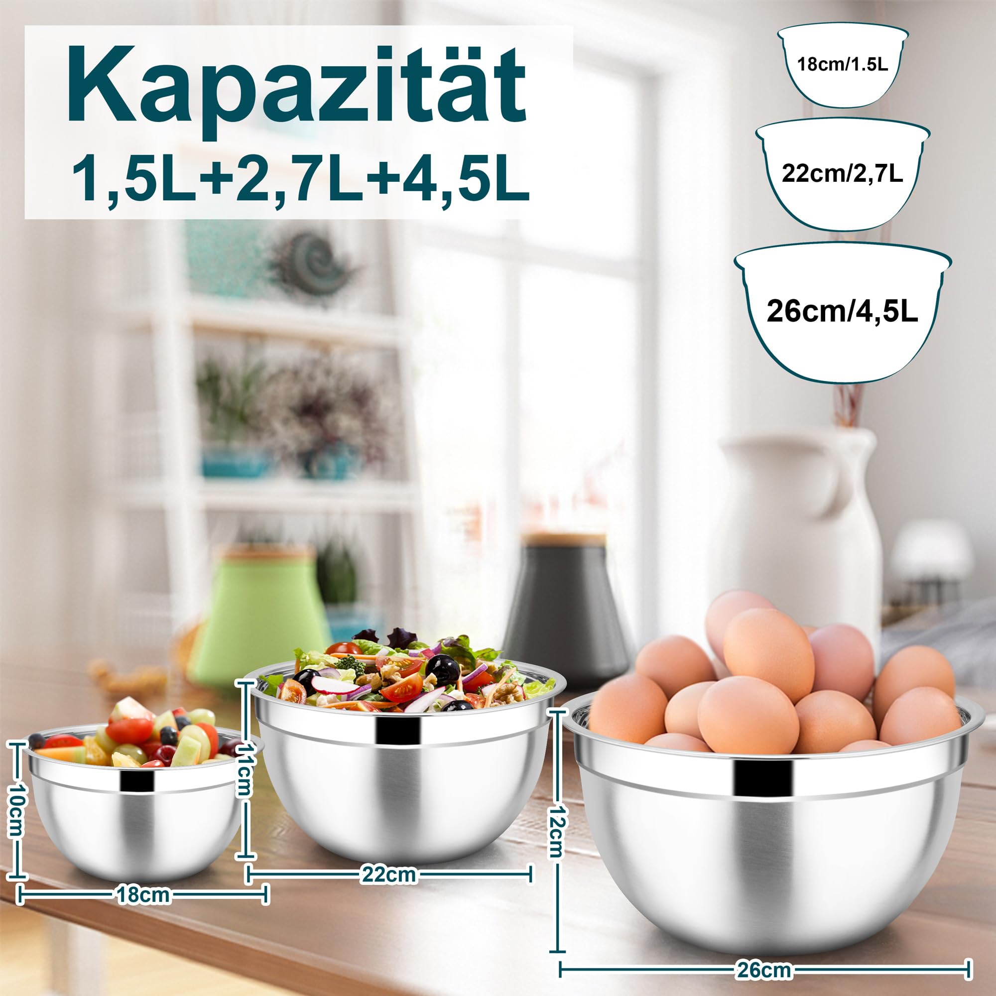 Set 5 Ciotole In Acciaio Inox Con Coperchio Ermetico Joyfair - Impilabili, Multiuso, Lavabile In Lavastoviglie