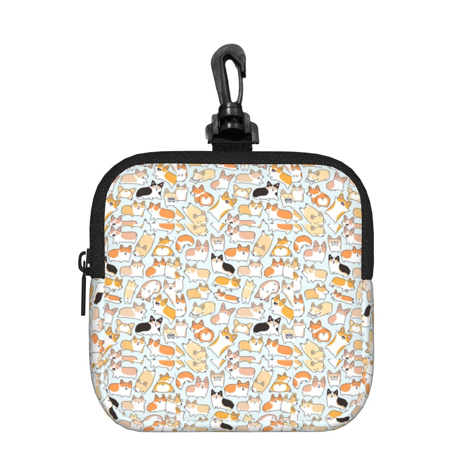 Corgi Pattern Print Square Storage Bag Travel Toiletry Cosmetic Organizer Pouch Lightweight Reusable