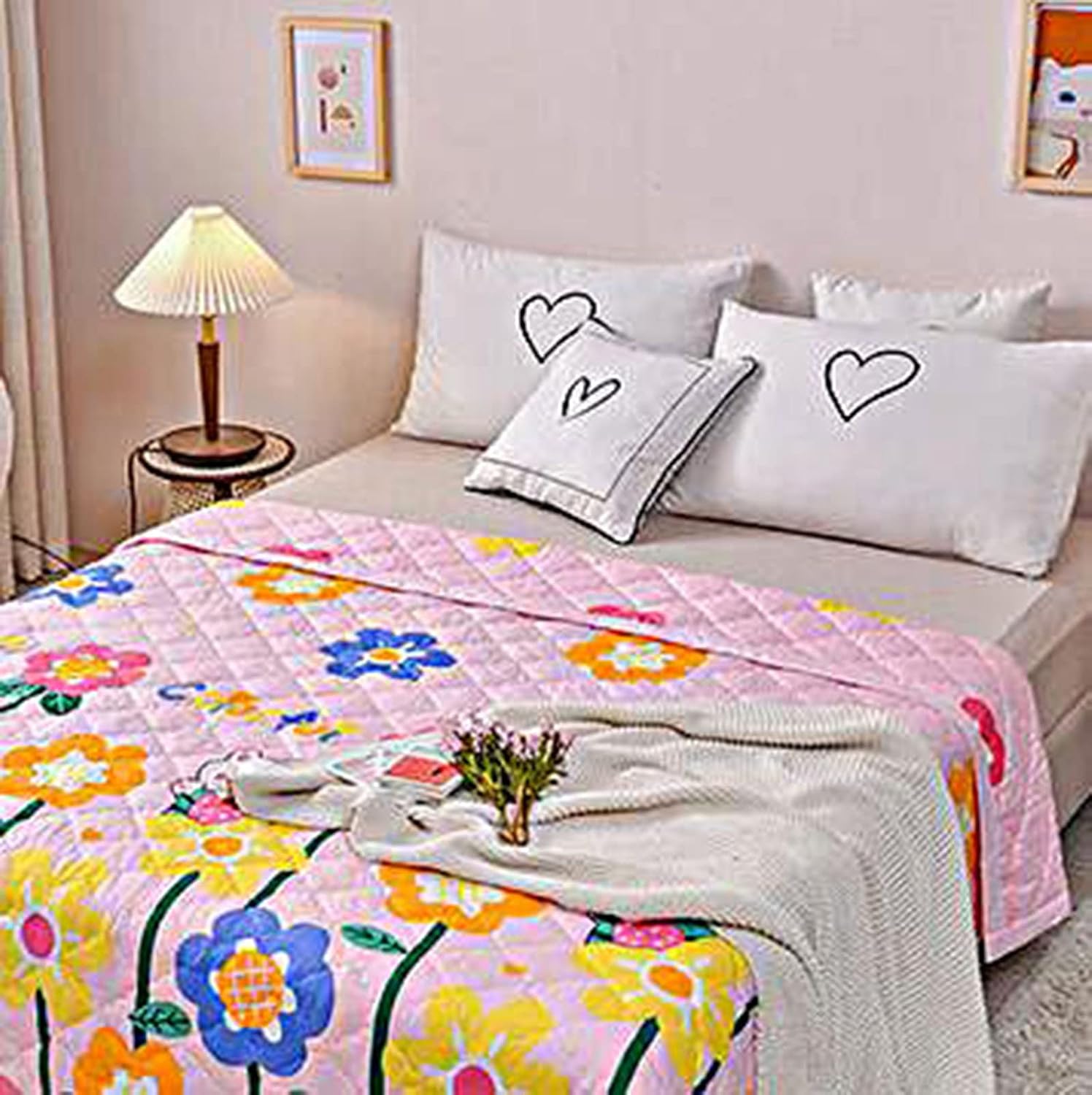 Summer Cool Quilt Air Conditioning Opening Activities Will Sell Gift List Double Home Textile Bedding Suitable for Adults and Children Non-Allergic Facto (Pink 180 x 200 cm)