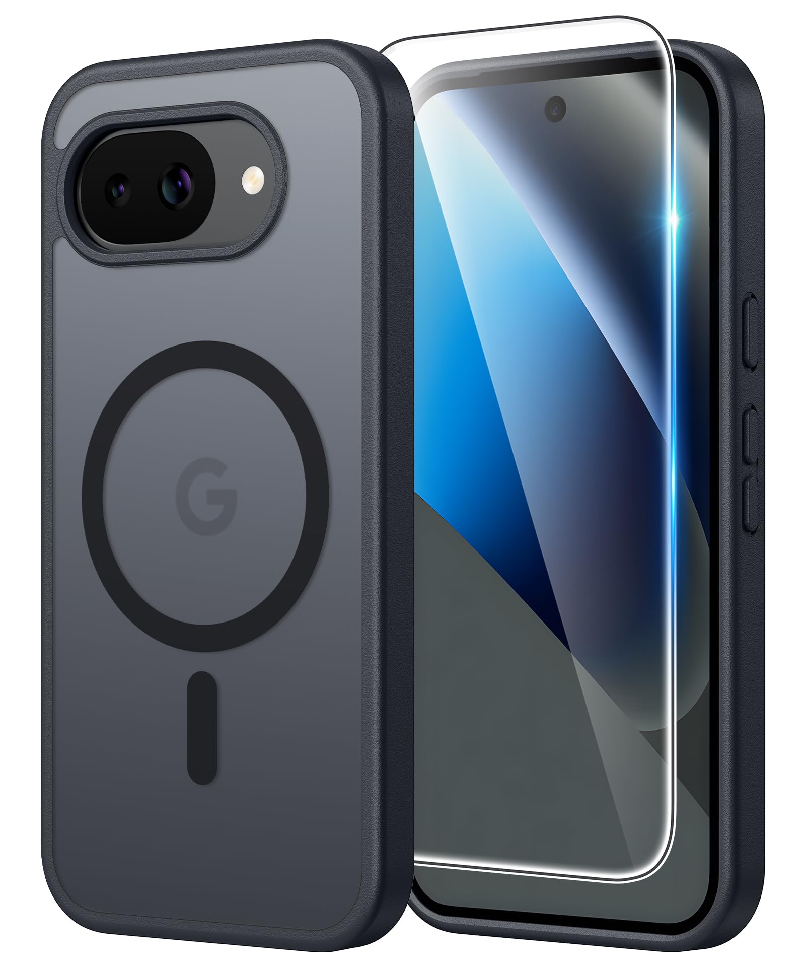FNTCASE for Google Pixel 10a Case Matte Magnetic with Screen Protector | Compatible with Magsafe, Military Grade Drop Protection Cell Cover, Rugged Shockproof Protective Bumper, Sturdy Cases