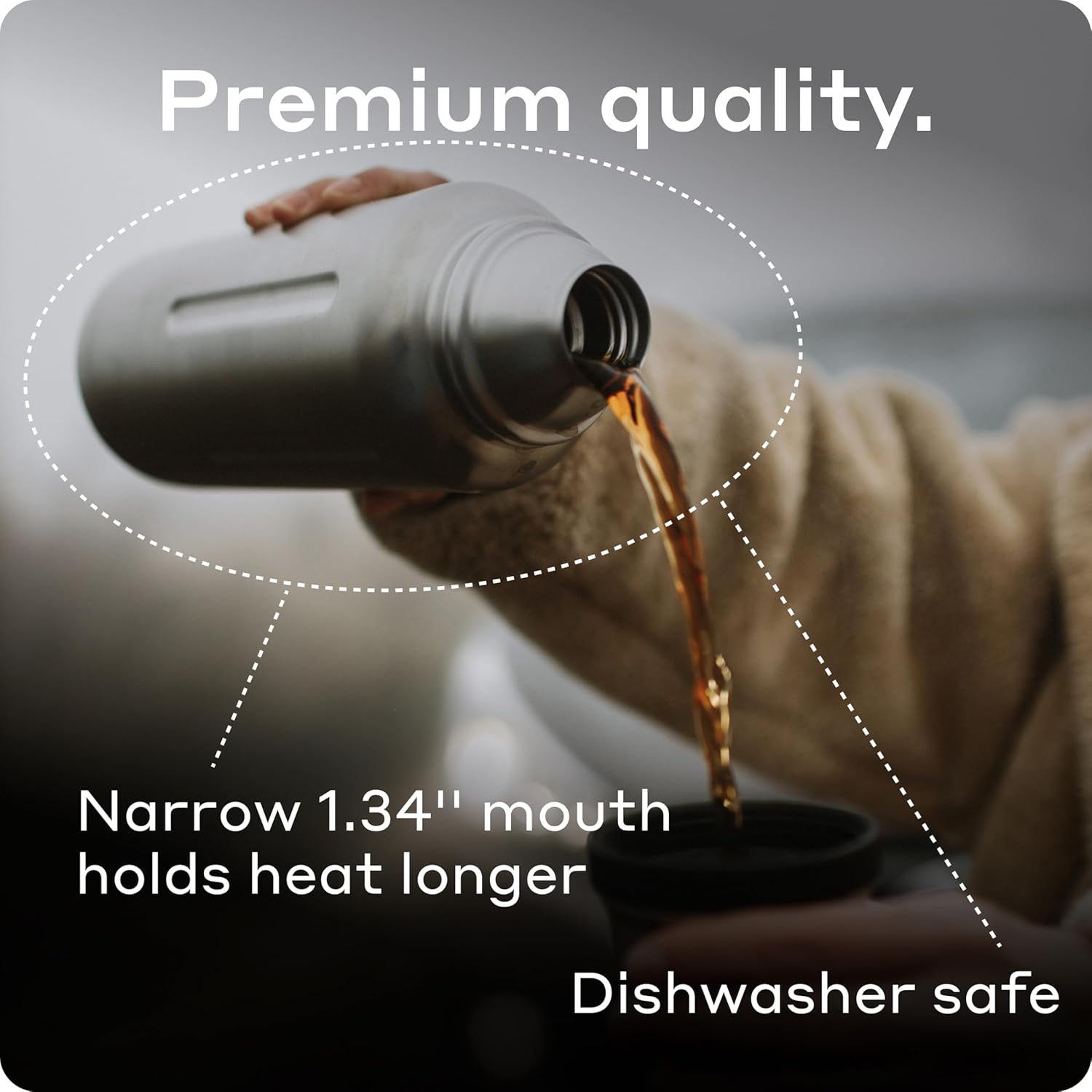 Bobber - 34 oz Vacuum Insulated Stainless Steel Water Bottle with Cup Lid - Dishwasher Safe - Keeps Drinks Hot for 48 Hours and Cold for 72 Hours - Double Walled Thermo Flask (Matte) - Image 5