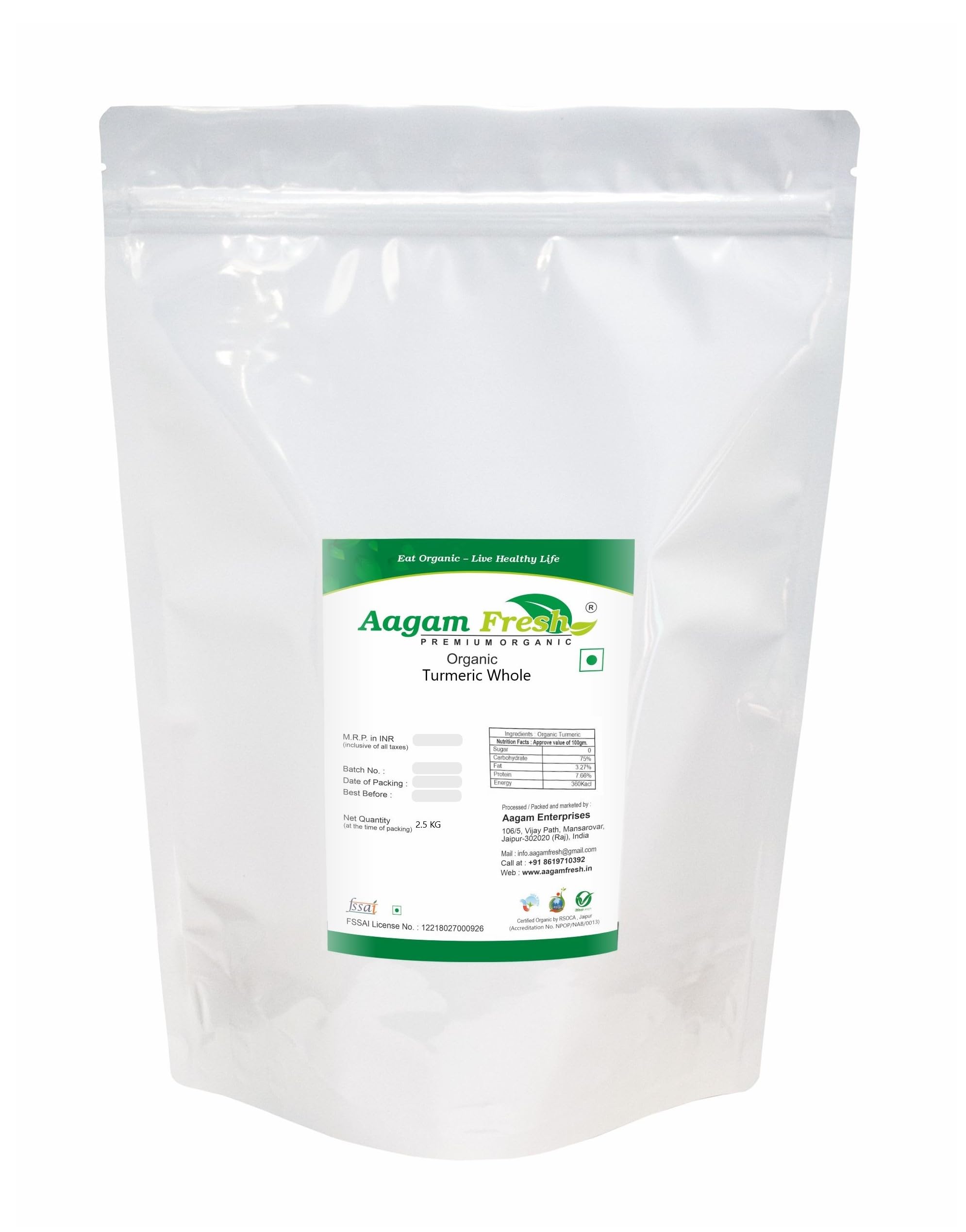 Aagam Fresh Organic Turmeric Whole (Haldi Sabut) - 2.5 KG (B088PZG1NM) Amazon Price History, Amazon Price Tracker