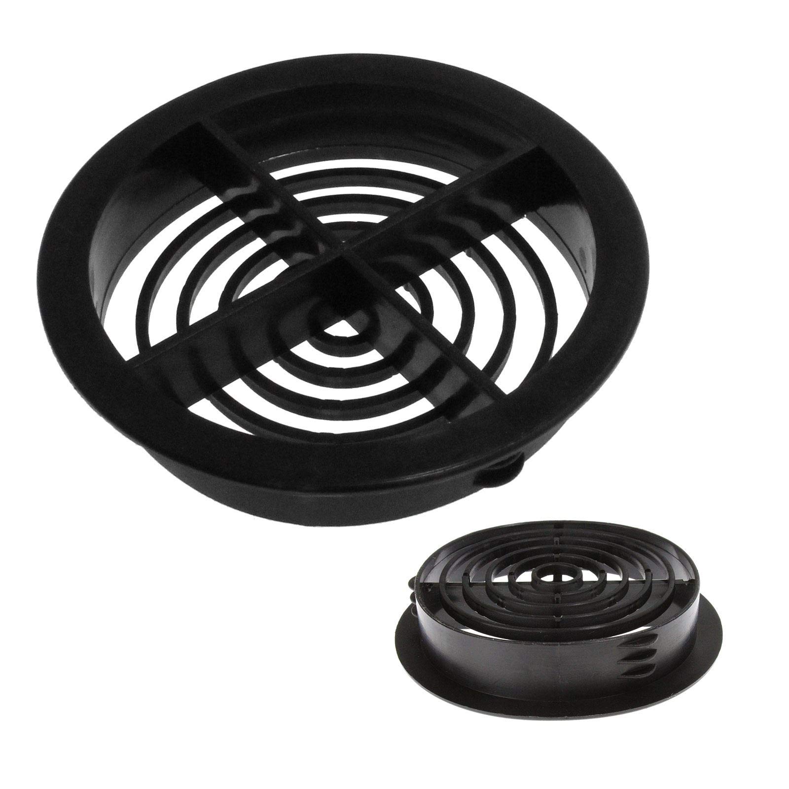 5 x Black Plastic Soffit Vents 70mm Circular Push Fit Eaves Disc Roof Vent Air Grille