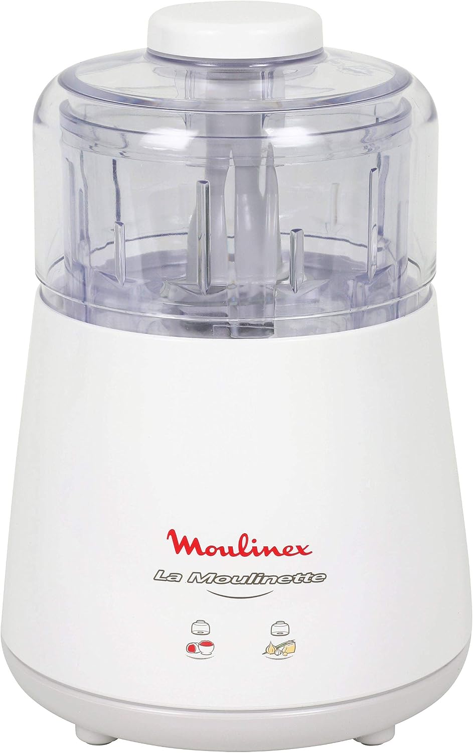 Moulinex La Moulinette Tritatutto Elettrico, Adatto per Tutti i Tuoi Alimenti, 1000 W, 0.3 L, Caraffa Trasparente, Semplice Sistema di Pressione, Bianco, DPA141