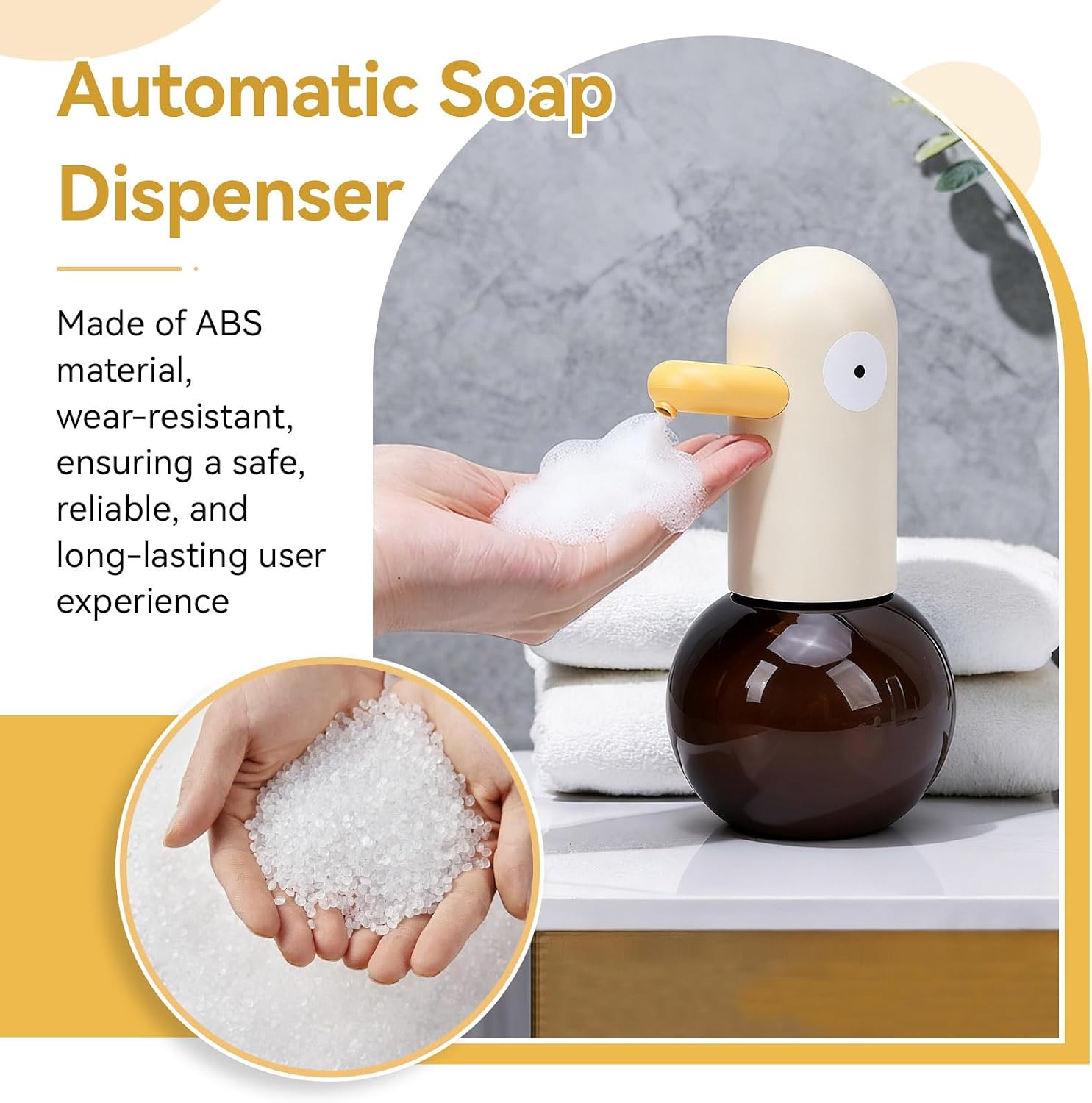 Automatic Foaming Hand Soap Dispenser, 7.5in Rechargeable Automatic Soap Dispenser Kids Bathroom Cute Cartoon Duck Soap Dispenser with Sensor for Bathroom Kitchen