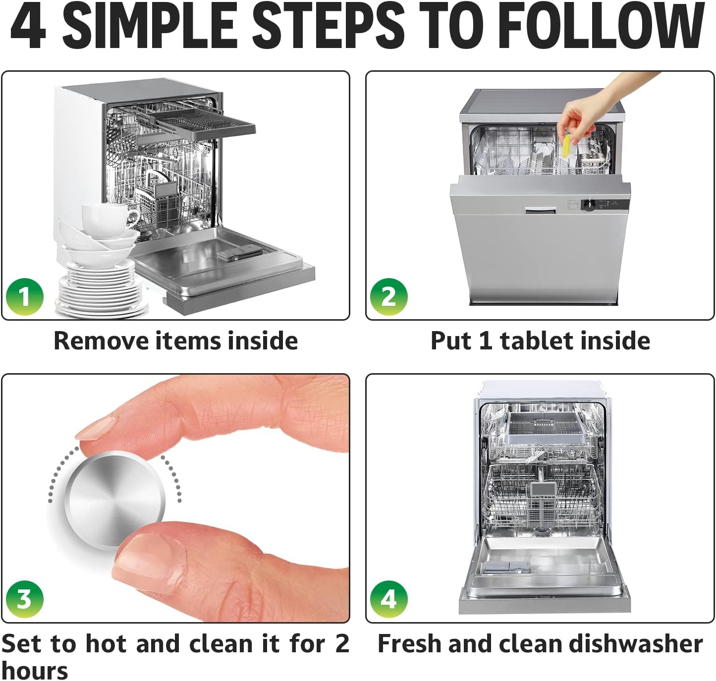 Duracare Dishwasher Cleaner and Deodorizer Cleaning Tablets - Removes Limescale Build Up, Hard Water Stains, Grease and Odor - Formulated to Clean Inside all Machines - 12 Dish Washer Cleaner Tablets : Health & Household