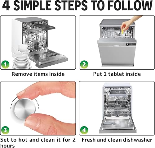 Miniatura 6 de Duracare Pastillas de limpieza para lavavajillas y desodorizante elimina la acumulación de cal manchas de agua dura grasa y olor formuladas para