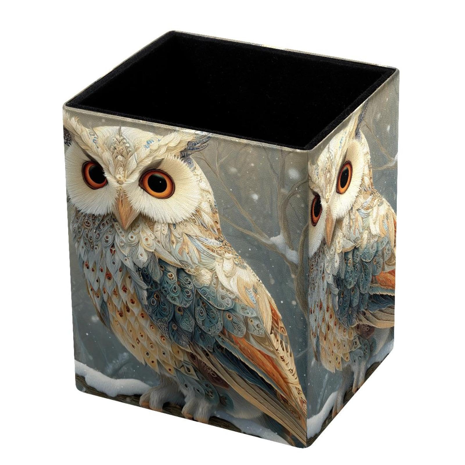 VAPOKF Pencil Holders for Desk, Owl Printed Pen Holders Pen Pot Makeup Brushes Storage Desktop Stationery Supplies Organiser for Home Office