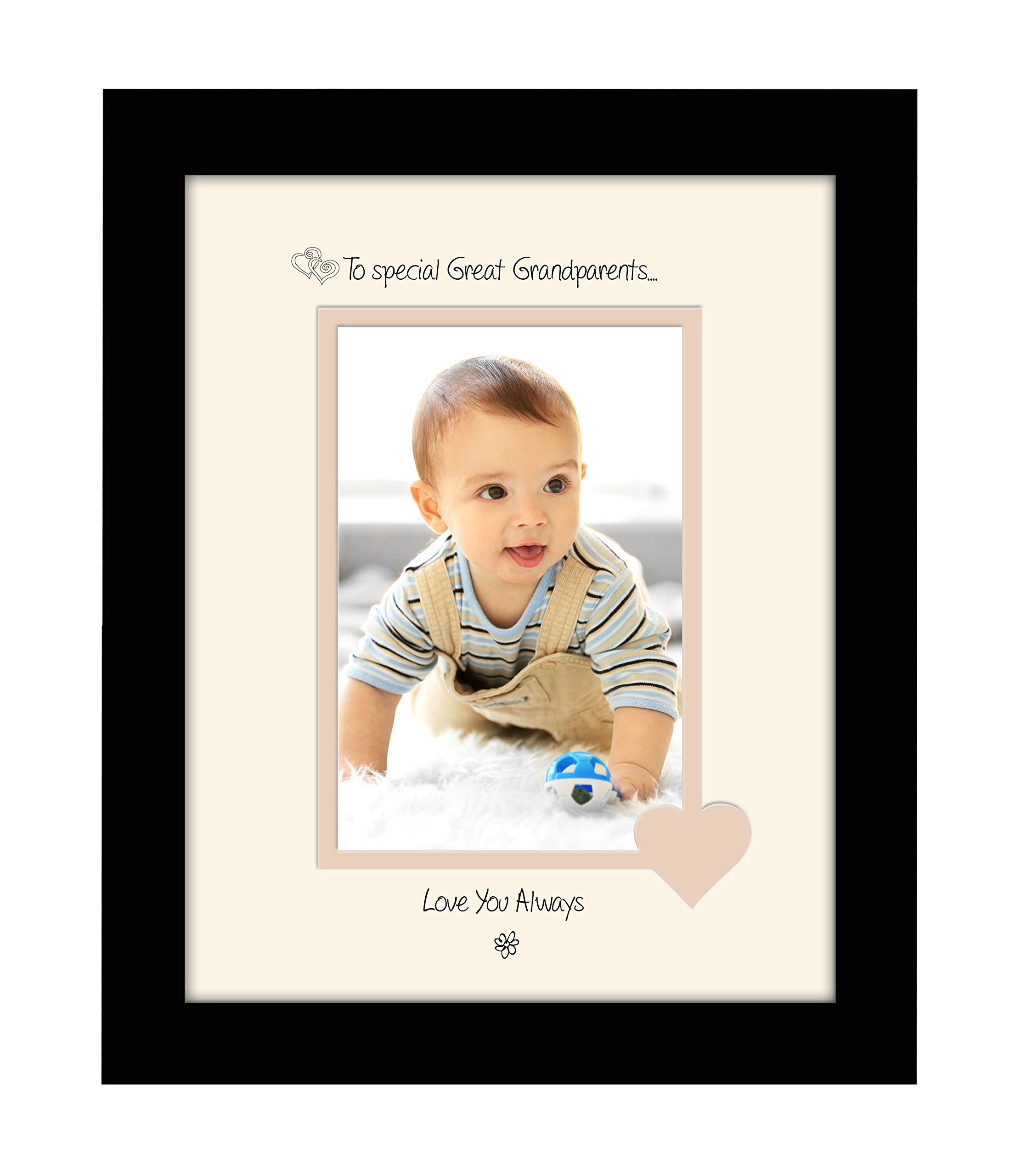 Photos In A Word Black Finish Frame Cream Mount Beige Inside Special Great Grandparents Photo Frame Personalised Love You Always Portrait 1081F Double Mounted Quality Gift (Black Finish Frame Cream Mount Beige Inside)