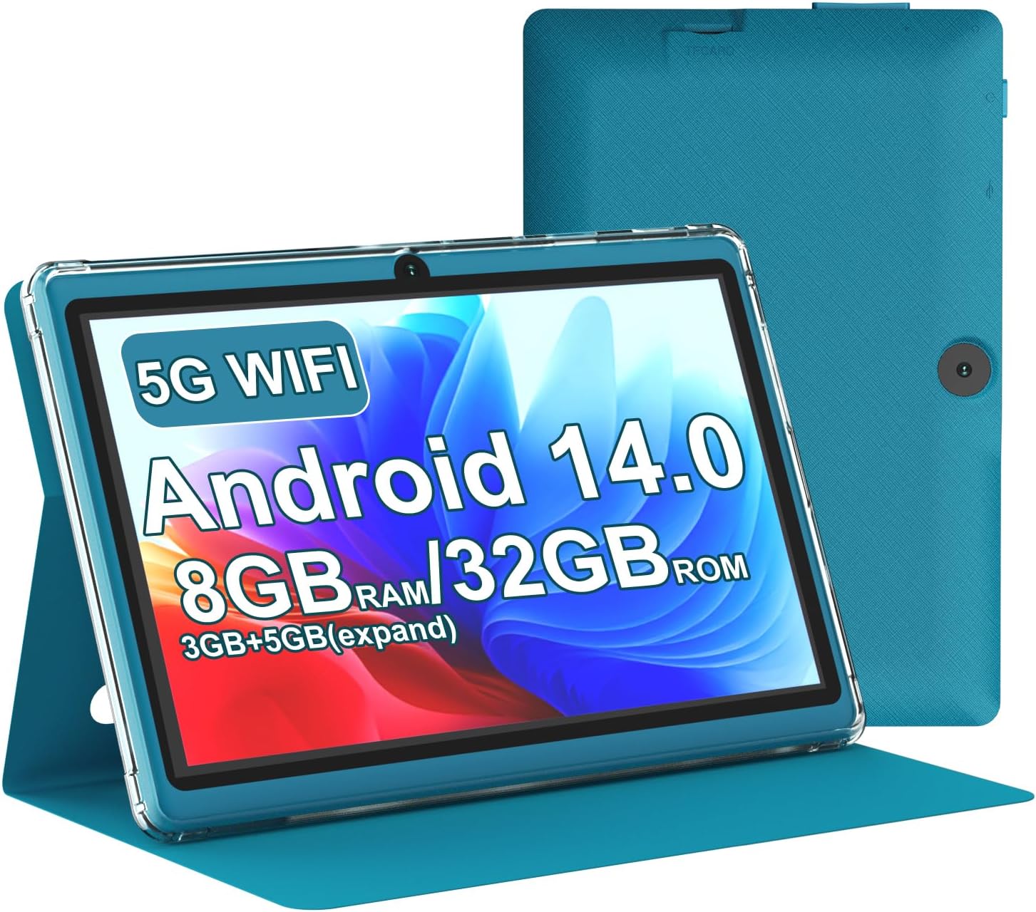 Tablet 7Inch Android 14.0 with Protective Case,8GBRAM（3GB+5GB expend）+ 32GB ROM, IPS Screen, Dual Camera, Bluetooth 5.0 2.4G+5G WiFi ;3000mah Battery Tab (Pink