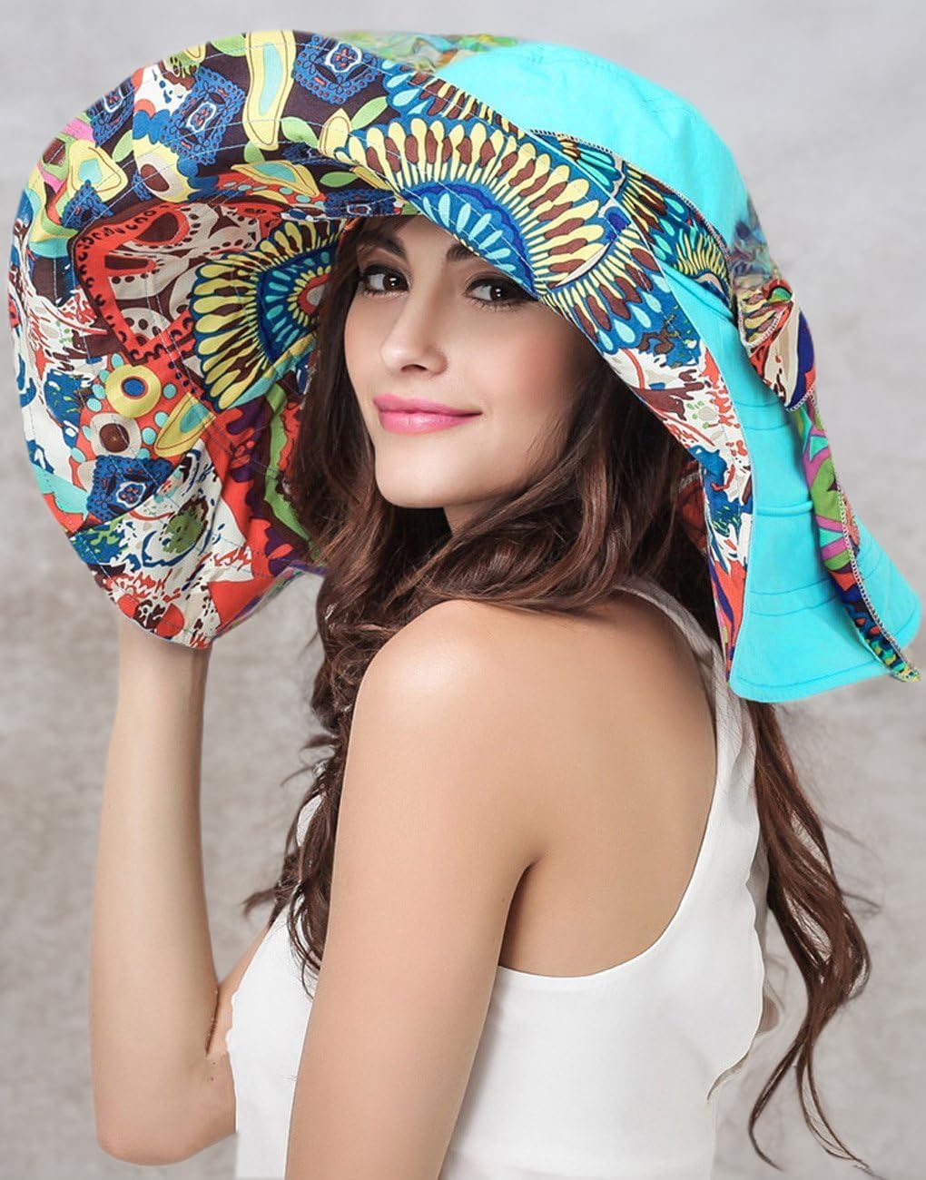 Women's Foldable Floppy Reversible Travel Beach Sun Visor Hat Wide Brim UPF 50+ - Image 10