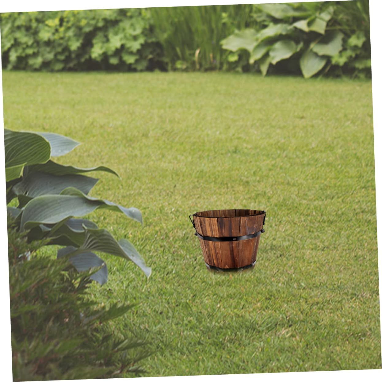 Holibanna 2pcs Decorative Wooden Flower Pots for Carbonized Solid Design for Home and Garden Decor